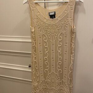 DKNY Silk & Pearl Beaded Sleeveless Dress